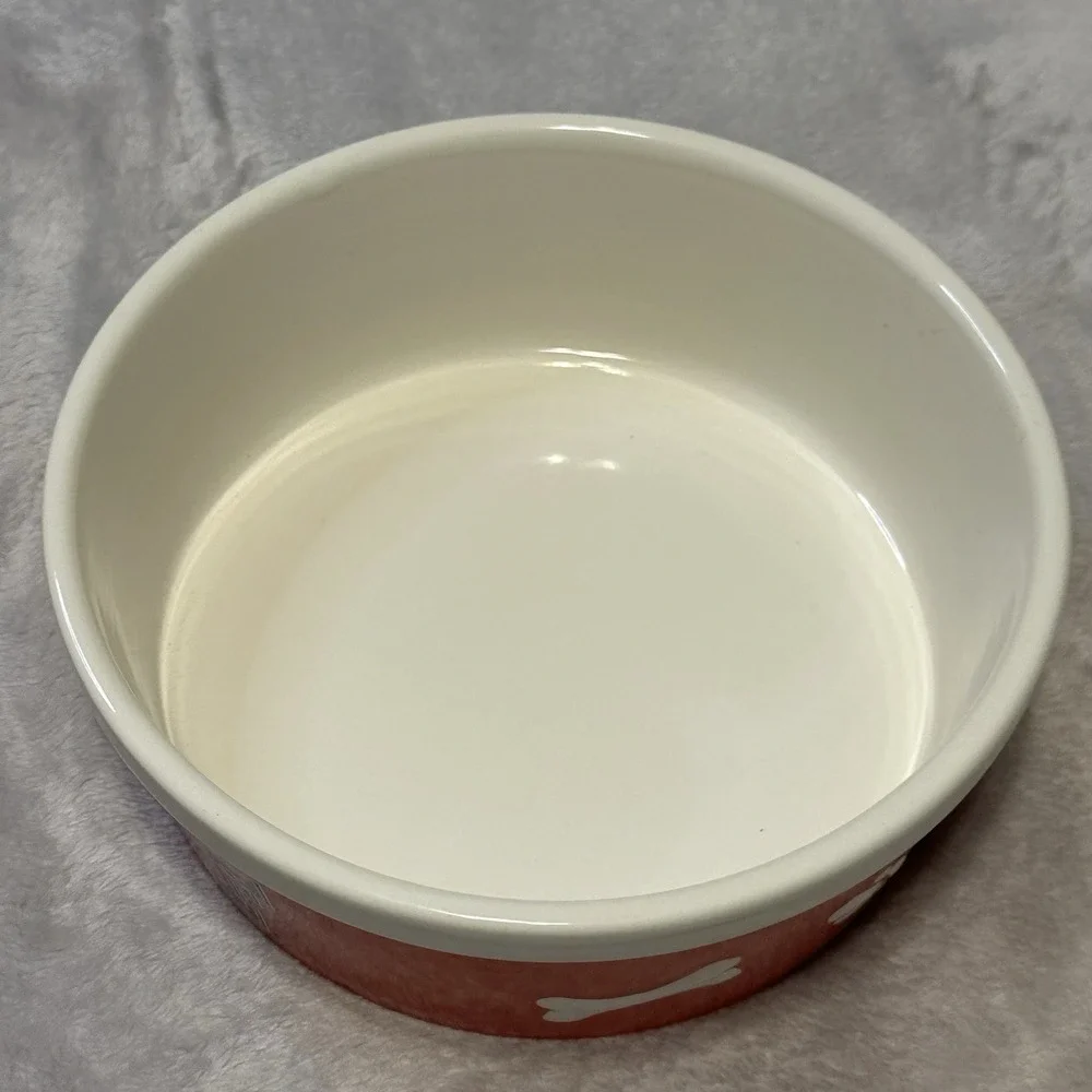 Texas Tech Red Raiders Dog Bowl Food or Water Red White Bones Ceramic‎ Stoneware